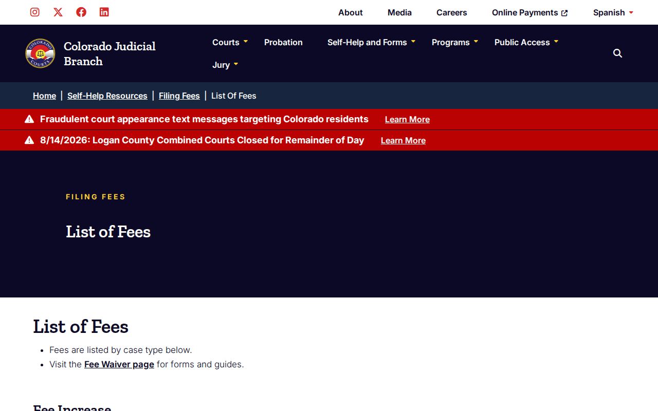 Rio Blanco County civil docket copy and certification fees