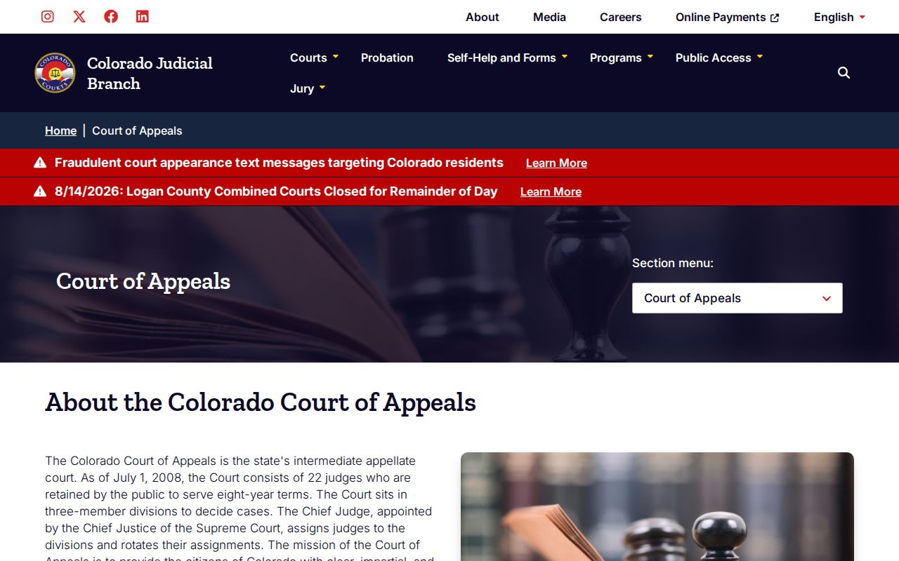 Rio Blanco County court docket Colorado Court of Appeals page