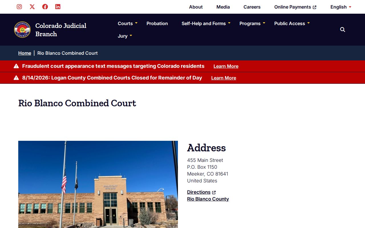 Rio Blanco County court docket Meeker Combined Court location